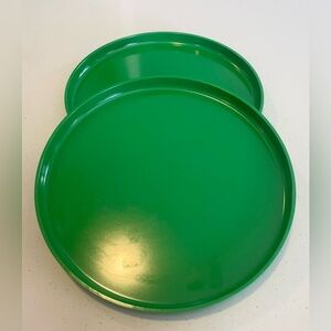 GUC 2 Heller Massimo 9.75" Kelly Green Melamine Dinner Plates Vtg